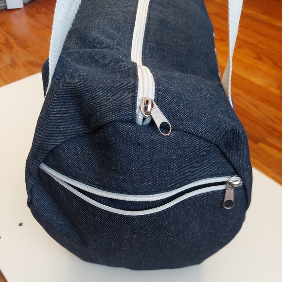 "Will Workout for Cupcakes" Duffle Bag Denim w/ Handles. ( Bag C) - Picture 6 of 6
